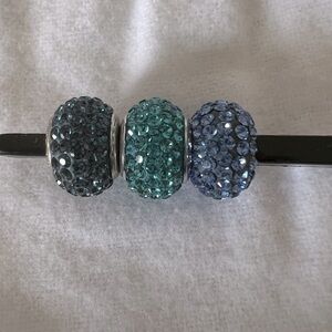 Set of 3 Blue Crystal Beads - fits Pandora Bracelets
